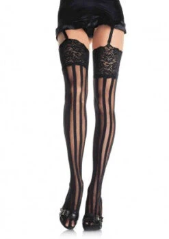 LEG AVENUE Striped Thigh Highs