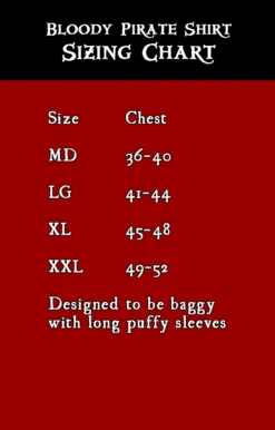 Bloody Pirate Shirt -Rico Shop BloodyshirtSizeChart