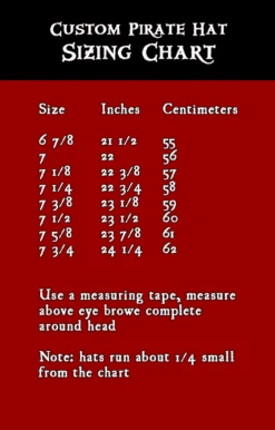Swashbuckler Hat 22 Swashbuckler Hat -Rico Shop HatChart sizes2