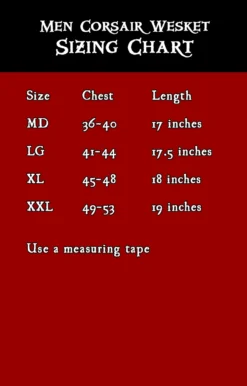 Corsair Wesket 13 Corsair Wesket -Rico Shop MenCorsairSizeChart