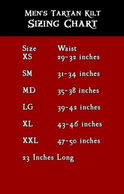 Men's Tartan Kilt -Rico Shop Men sKiltSizeChart