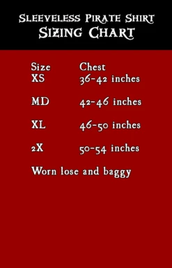 Sleeveless Pirate Shirt 8 Sleeveless Pirate Shirt -Rico Shop SleevlessSizeChart