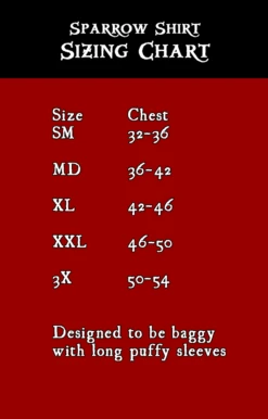 Sparrow Shirt -Rico Shop SparrowShirtSizeChart