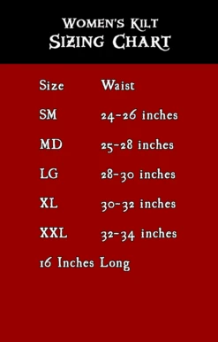 Women's Kilt -Rico Shop Womne sKiltSizeChart