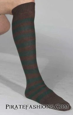 Striped Pirate Knee Socks -Rico Shop browngreensock