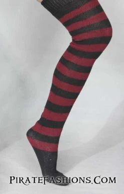 Striped Pirate Knee Socks -Rico Shop burgundy bksock